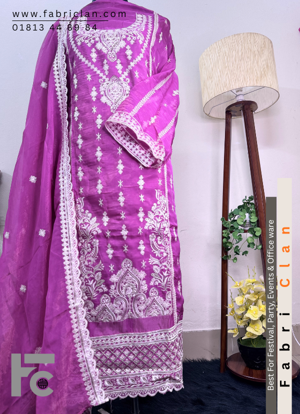 সাদাবাহার অরগাঞ্জা Purple | Pakistani inspired Unstitched