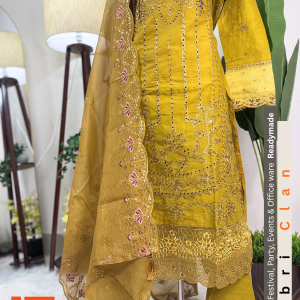 Mustard লাক্সারি কটন রেডিমেড থ্রিপিস