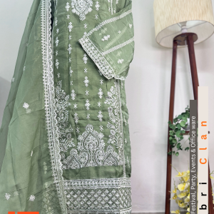 সাদাবাহার অরগাঞ্জা Purple Sadabahar Pakistani inspired Unstitched olive