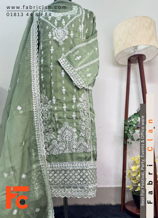 সাদাবাহার অরগাঞ্জা Purple Sadabahar Pakistani inspired Unstitched olive