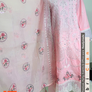 Baby Pink লাক্সারি কটন রেডিমেড থ্রিপিস