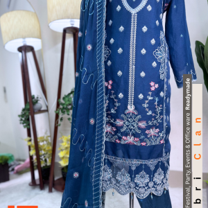 Royal Blue স্টার জর্জেট রেডিমেড লাক্সারি ফোর পিস ড্রেস