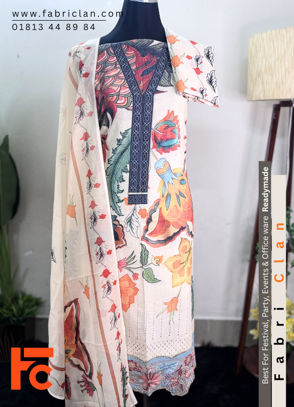 সীমার লোন থ্রীপিস । Pakistani inspired three pies unstitched lown