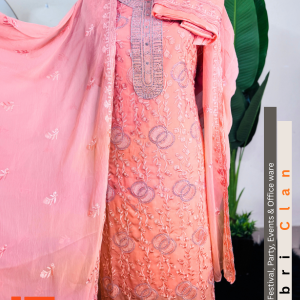 Onion Orange স্টার জর্জেট স্টোন লাক্সারি লেজারকাট ফোর পিস