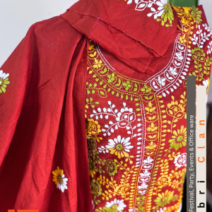 Alternative view of Maroon red Elegant জামালপুরের নকশী থ্রি পিস